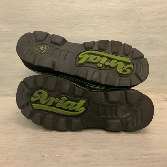 ARIAT Fatbaby Lime Green Faux Snakeskin Blue Leather Upper Boots Size U.S. 7 GC - Picture 5 of 8